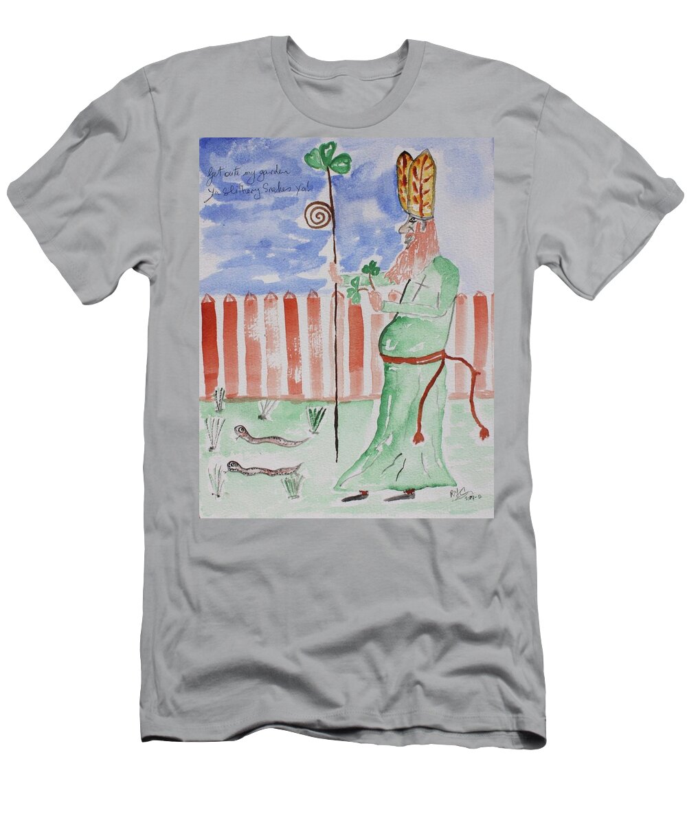 Paddys Day T-Shirt featuring the painting St Patrick 2017 by Roger Cummiskey