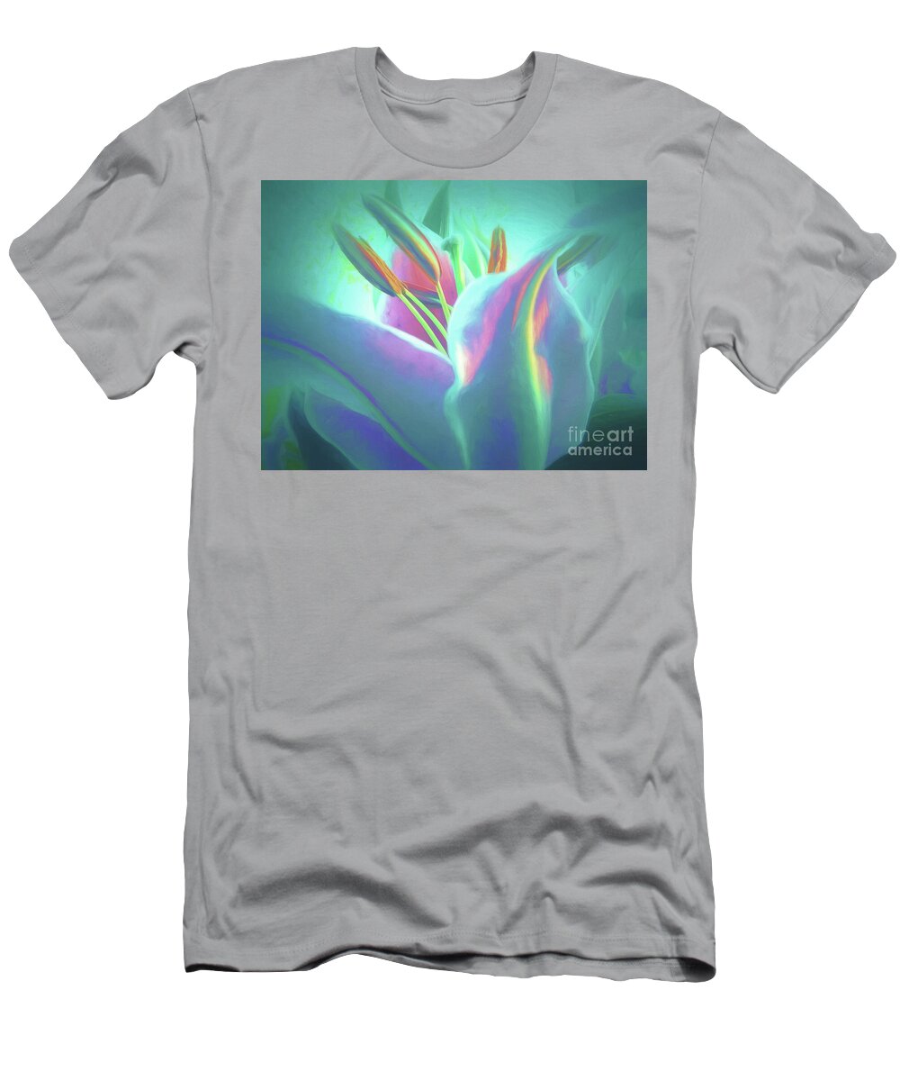  Lilies-lily T-Shirt featuring the photograph Stargazer-Floral Abstract by Scott Cameron