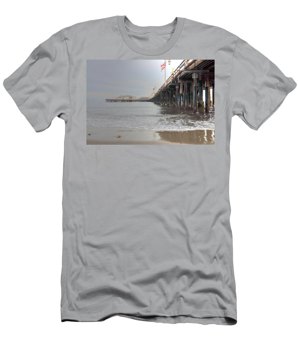 Santa Barbara T-Shirt featuring the photograph Stearn's Wharf Flag by Richard Omura