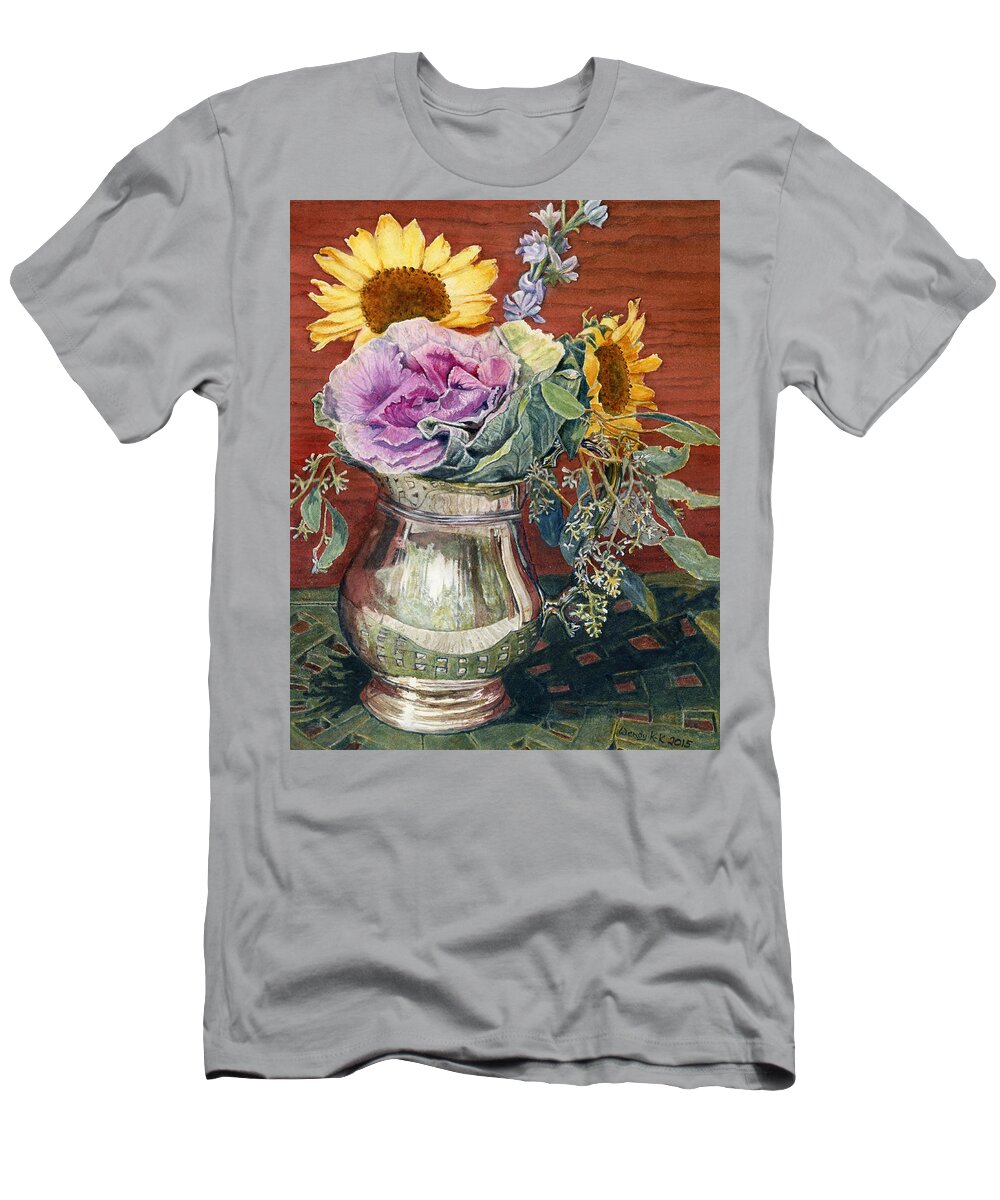 Still Life T-Shirt featuring the painting Still Life with Flowers by Wendy Keeney-Kennicutt