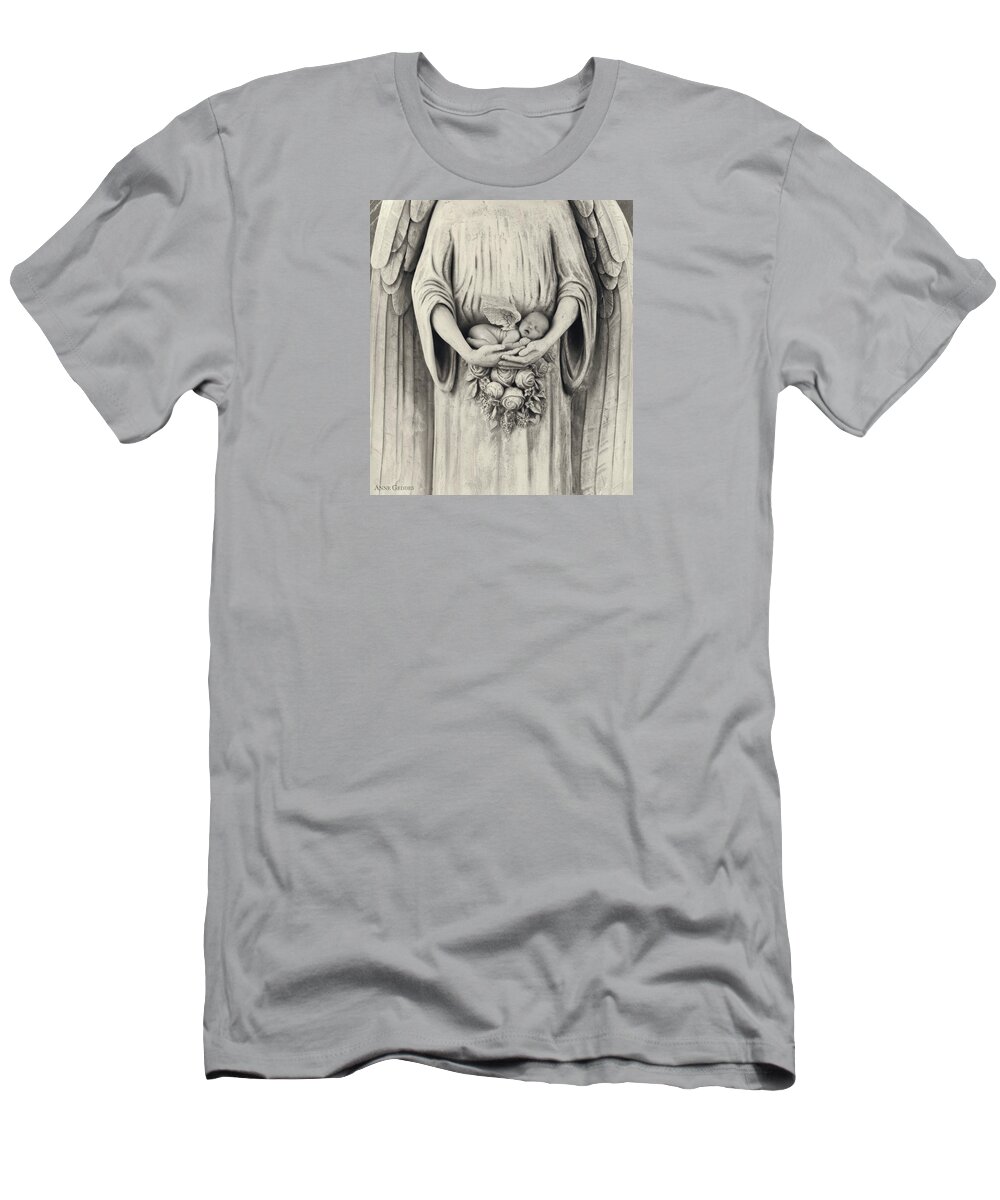 Black And White T-Shirt featuring the photograph Jonti and the Stone Angel by Anne Geddes