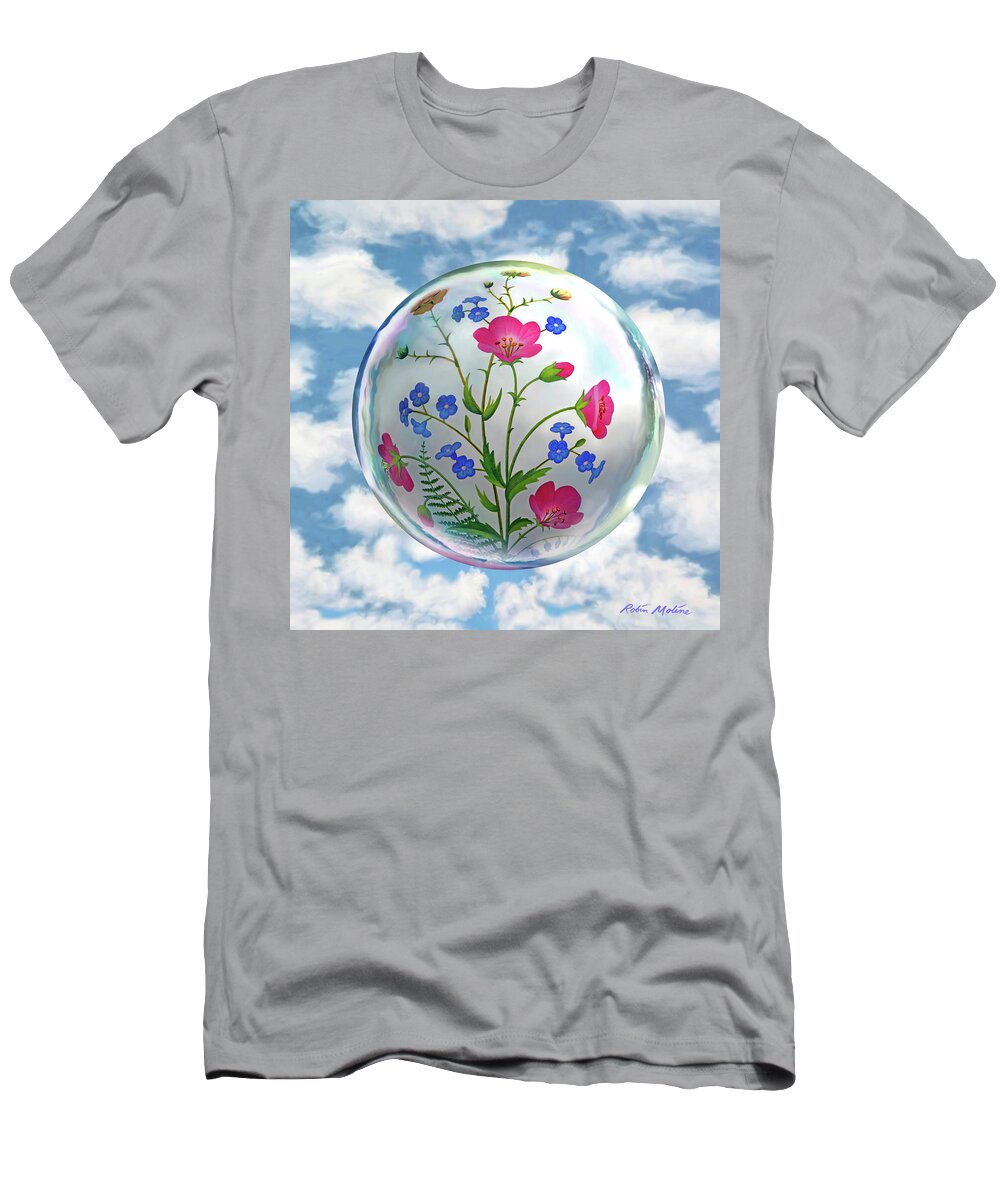  Flower Globe T-Shirt featuring the digital art Storybook Ending by Robin Moline