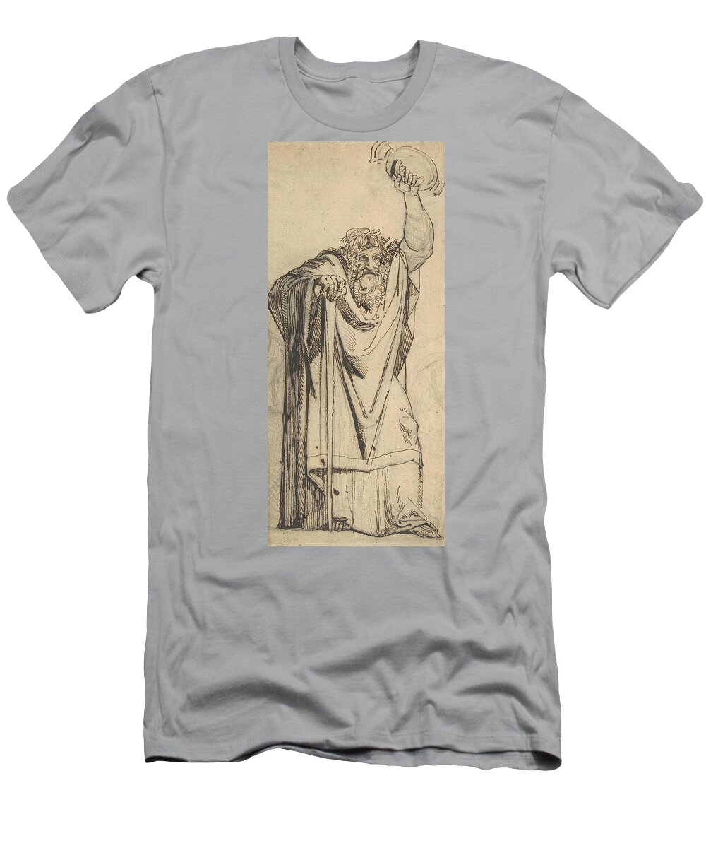 Swiss Art T-Shirt featuring the drawing Study for the Prophet Jeremiah by Henry Fuseli