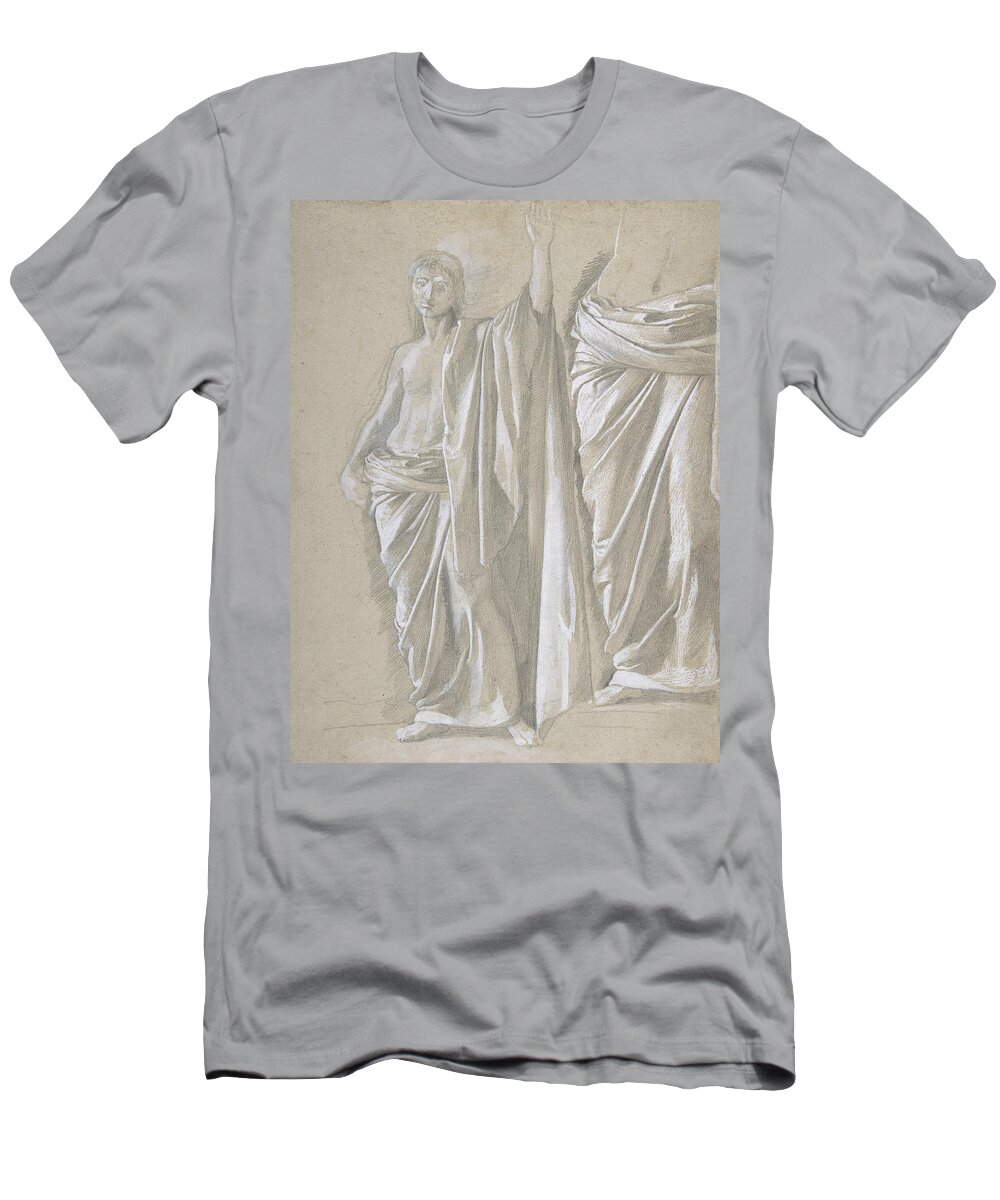 19th Century Art T-Shirt featuring the drawing Study of a Draped Figure by Edgar Degas