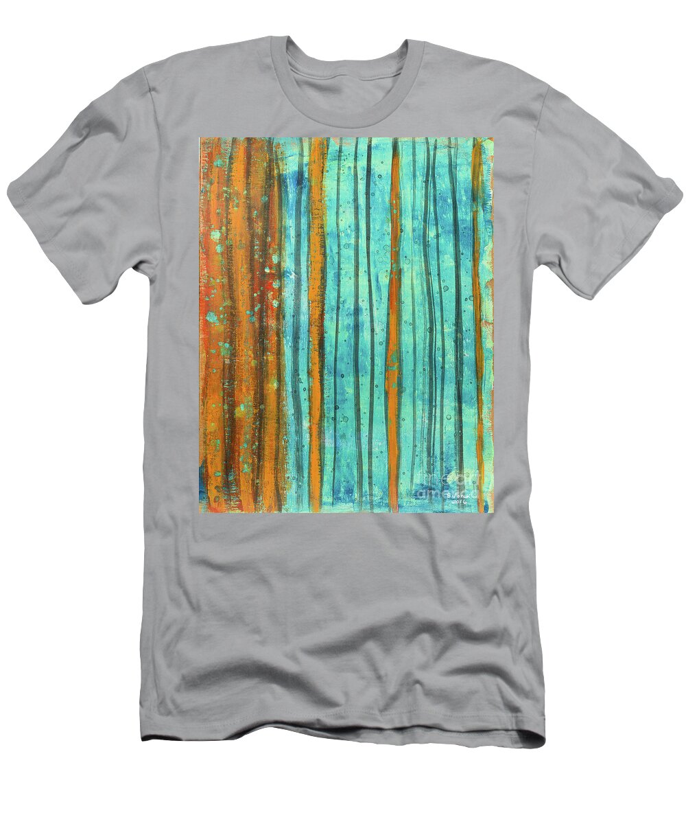 Lines T-Shirt featuring the painting Submerged Thicket by Stefanie Forck