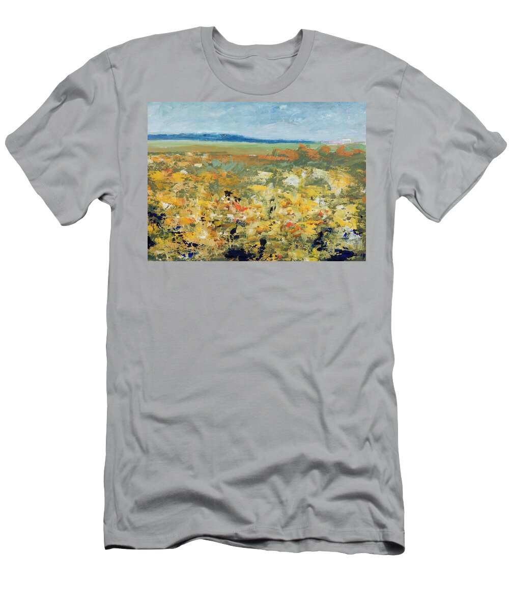 California T-Shirt featuring the painting Suggestion of Flowers by Gary Coleman