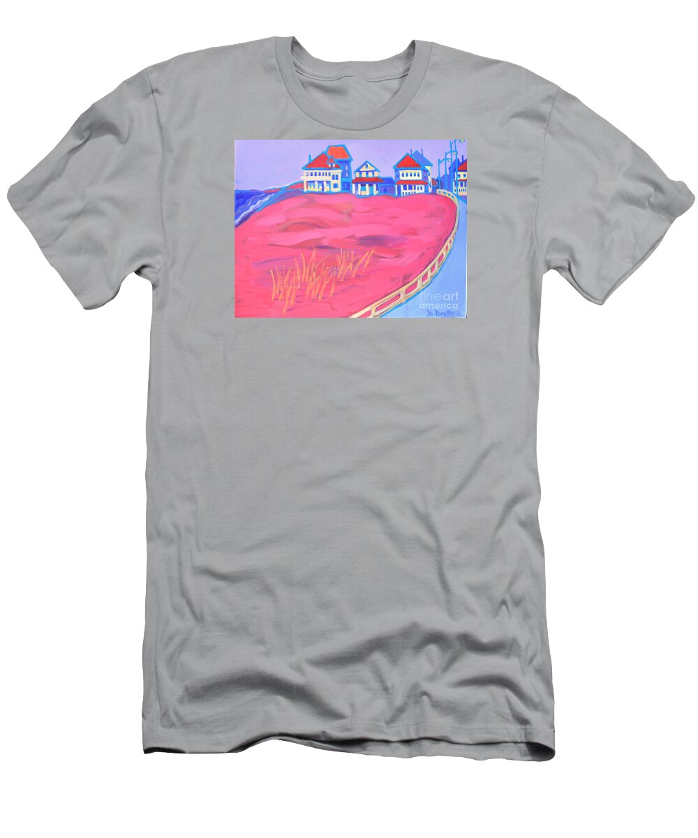 Beach T-Shirt featuring the painting Summer Porches Hampton Beach by Debra Bretton Robinson