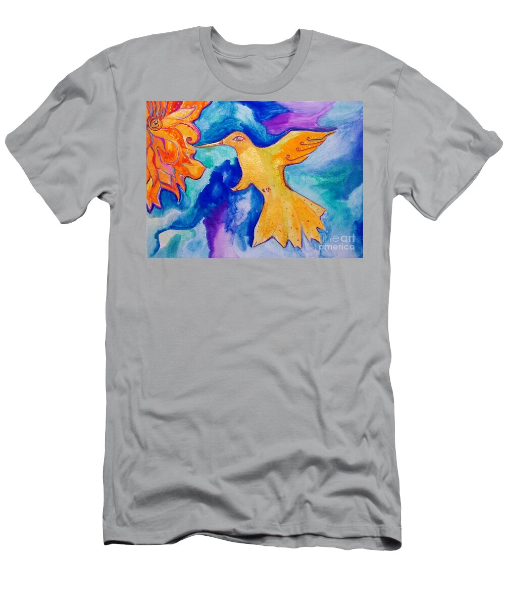 Watercolor T-Shirt featuring the painting Sunbird by Garden Of Delights