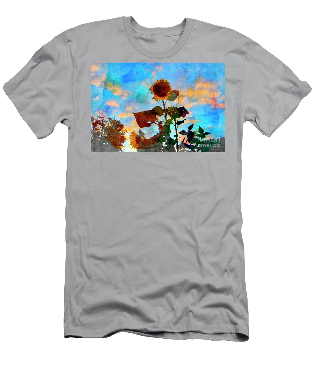 Neighborhood T-Shirt featuring the photograph Sunflower Watercolor by Al Bourassa