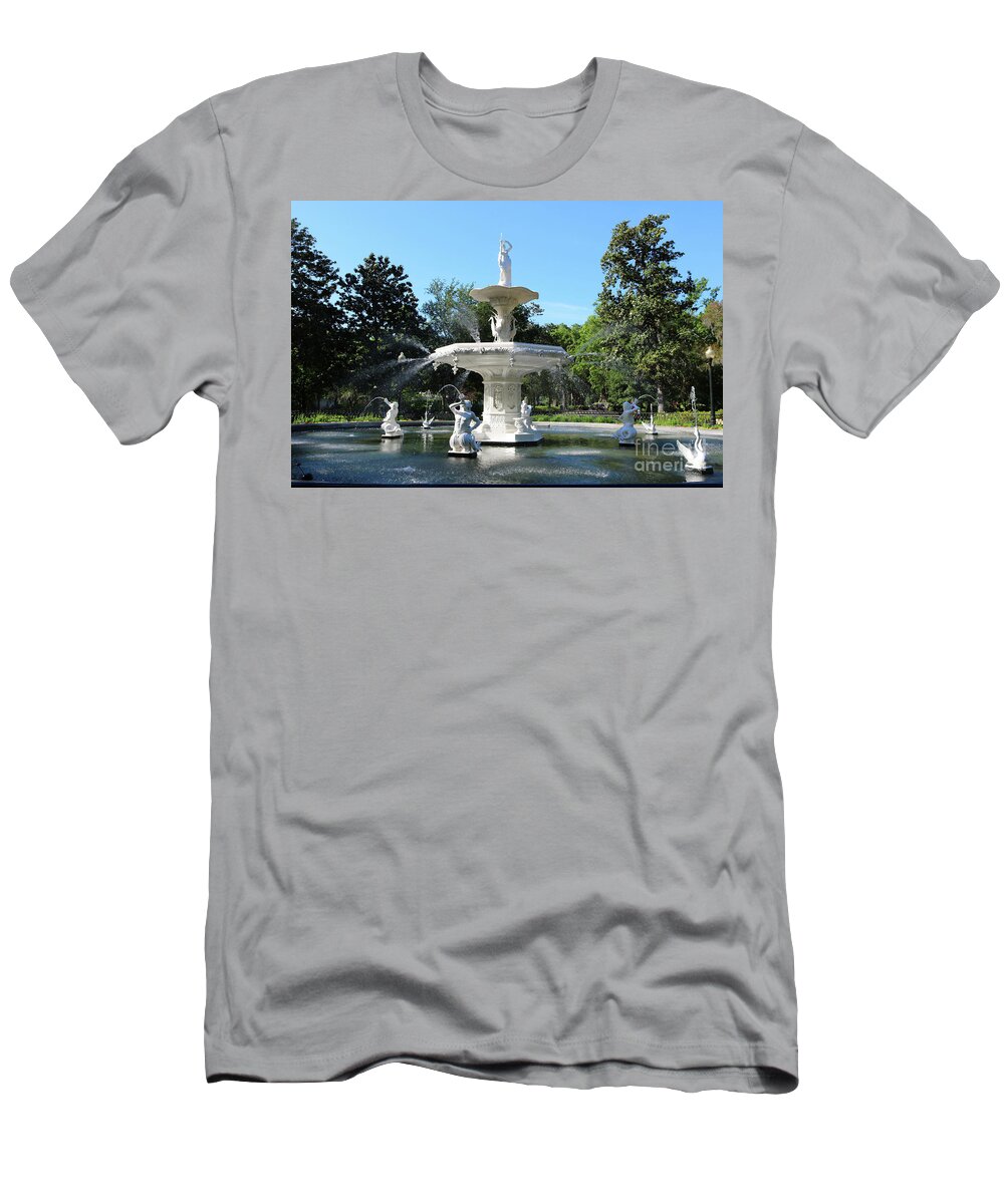 Forsyth Park Fountain T-Shirt featuring the photograph Sunny Savannah Forsyth Park Fountain by Carol Groenen