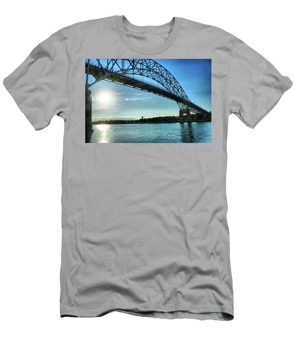 Sunset At Bourne Bridge T-Shirt featuring the photograph Sunset At Bourne Bridge by Lilia D