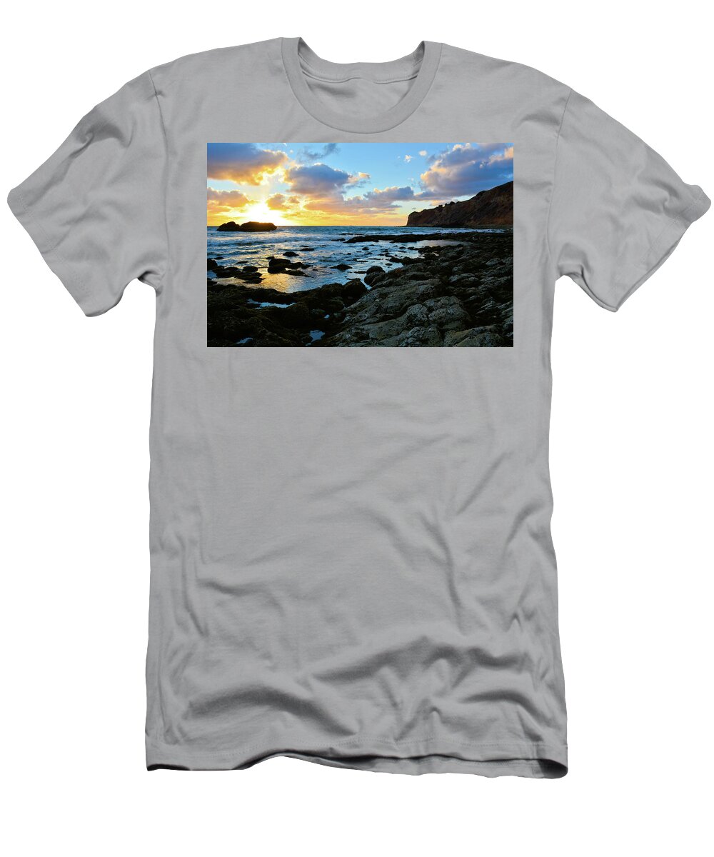 Los Angeles T-Shirt featuring the photograph Sunset Pelican Cove by Kyle Hanson