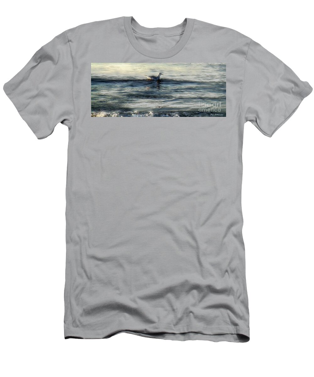 Sea T-Shirt featuring the painting Sunset Swim by RC DeWinter