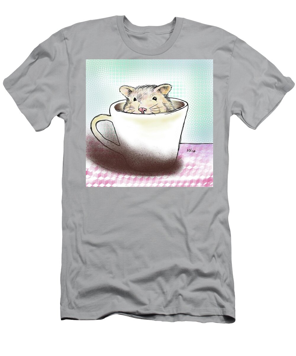 Hamster T-Shirt featuring the digital art Super Cute Hamster by AnneMarie Welsh