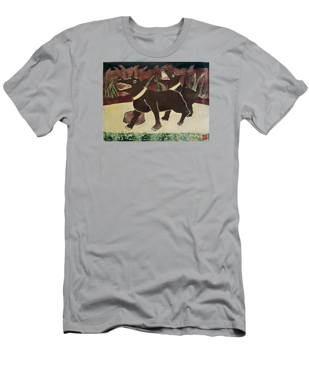 Animals T-Shirt featuring the painting Suppertime by Thomas Tribby
