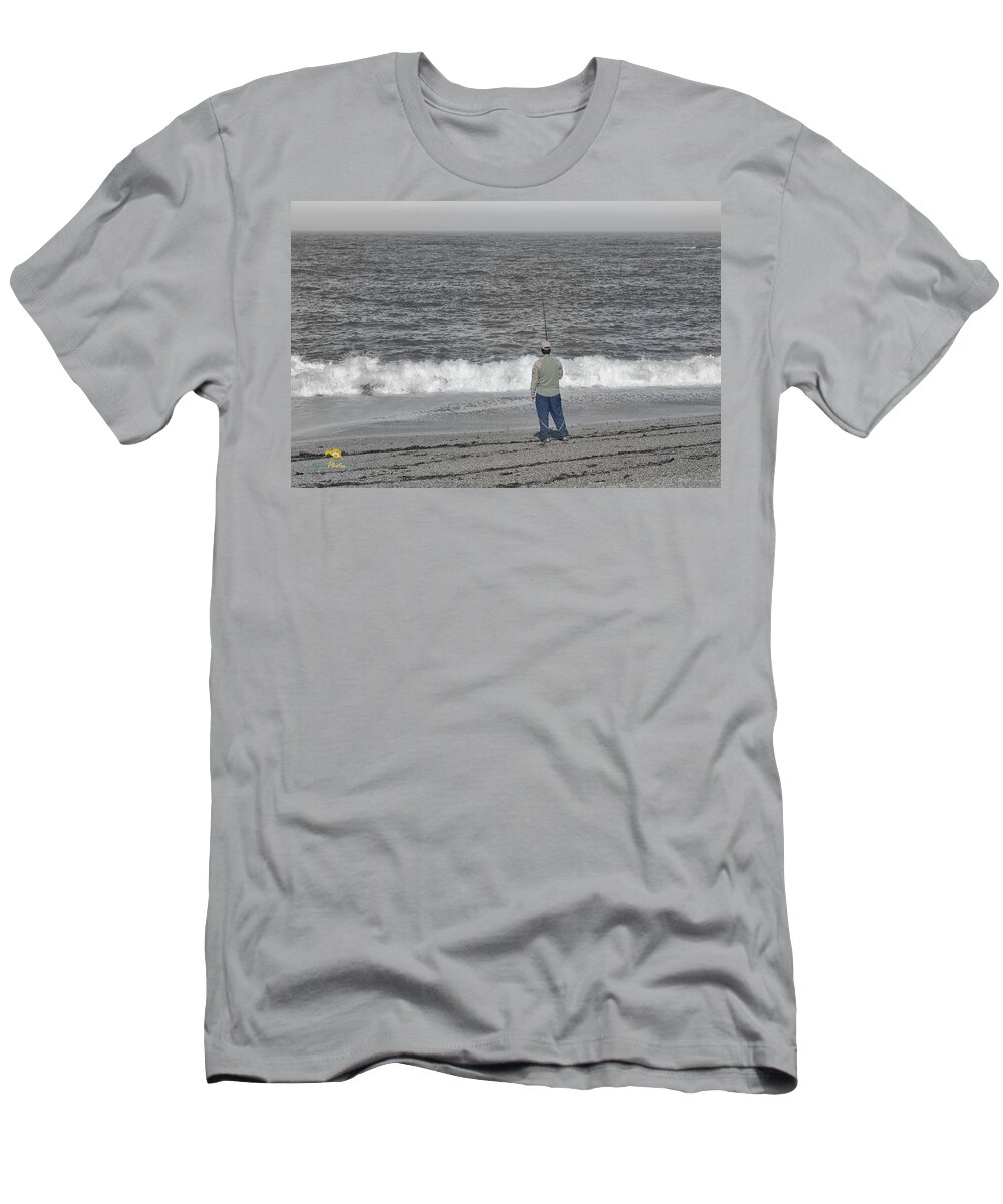 Beach T-Shirt featuring the photograph Surf Fishing by Jim Thompson