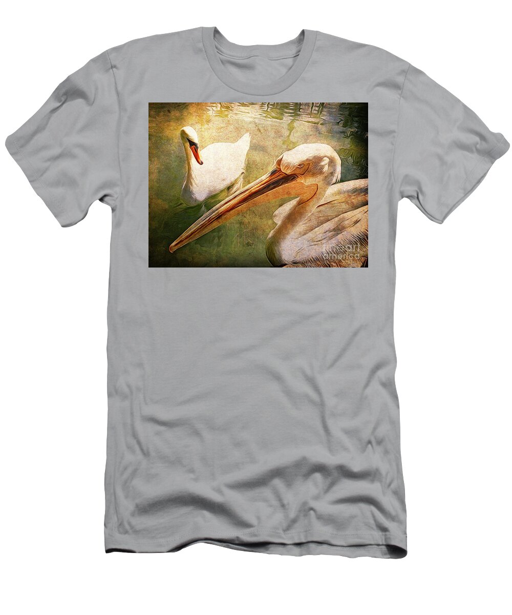 Animal T-Shirt featuring the painting Swan and Pelican by Horst Rosenberger
