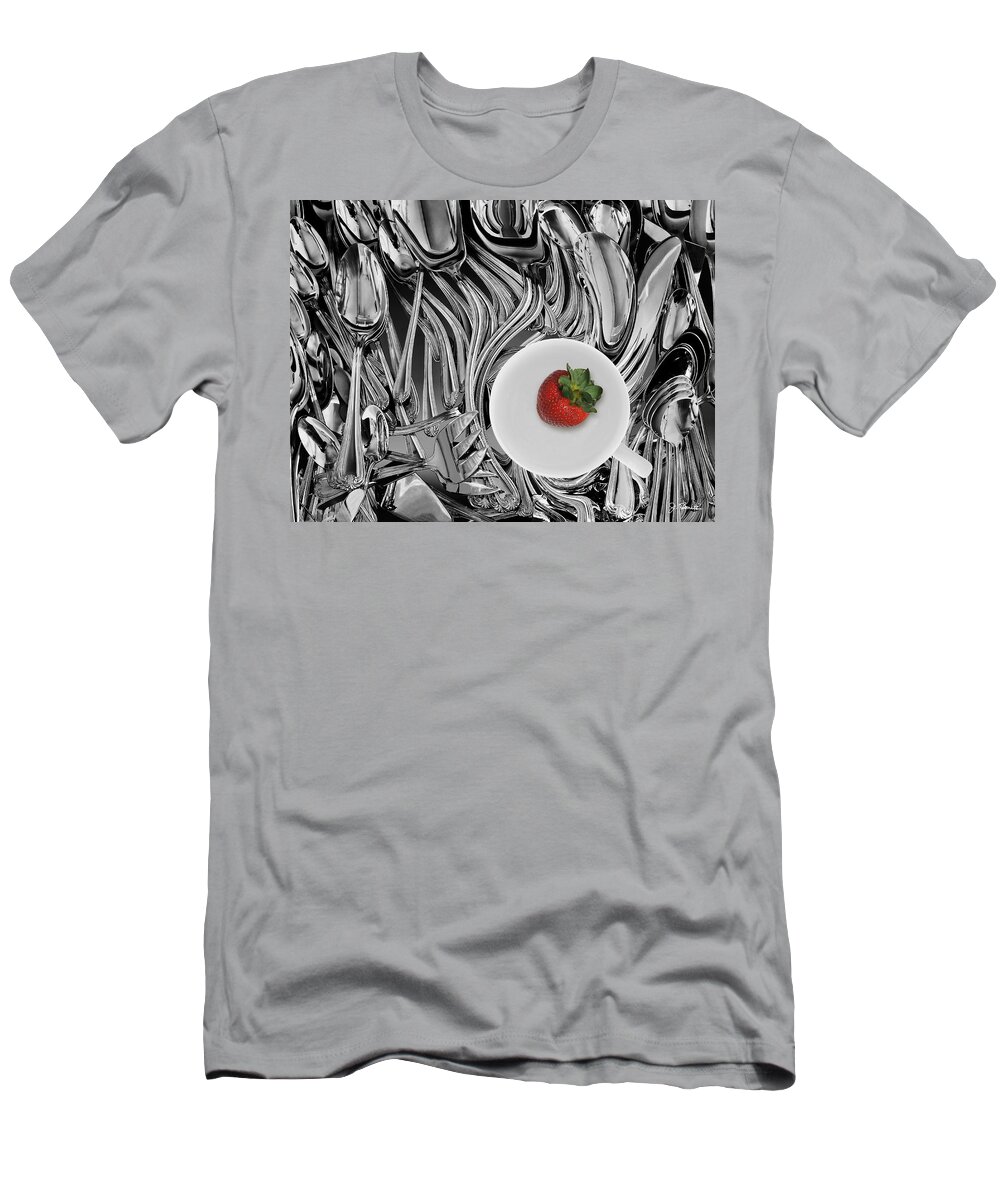 Flatware T-Shirt featuring the photograph Swirled Flatware and Strawberry by Joe Bonita