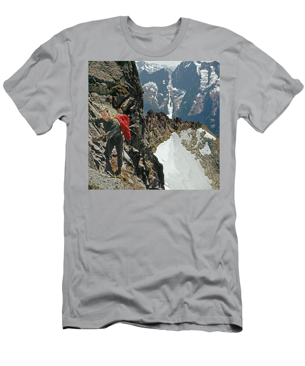 T04403 T-Shirt featuring the photograph T-04403 Walt Buck Sellers on First Ascent of Mt. Torment by Ed Cooper Photography