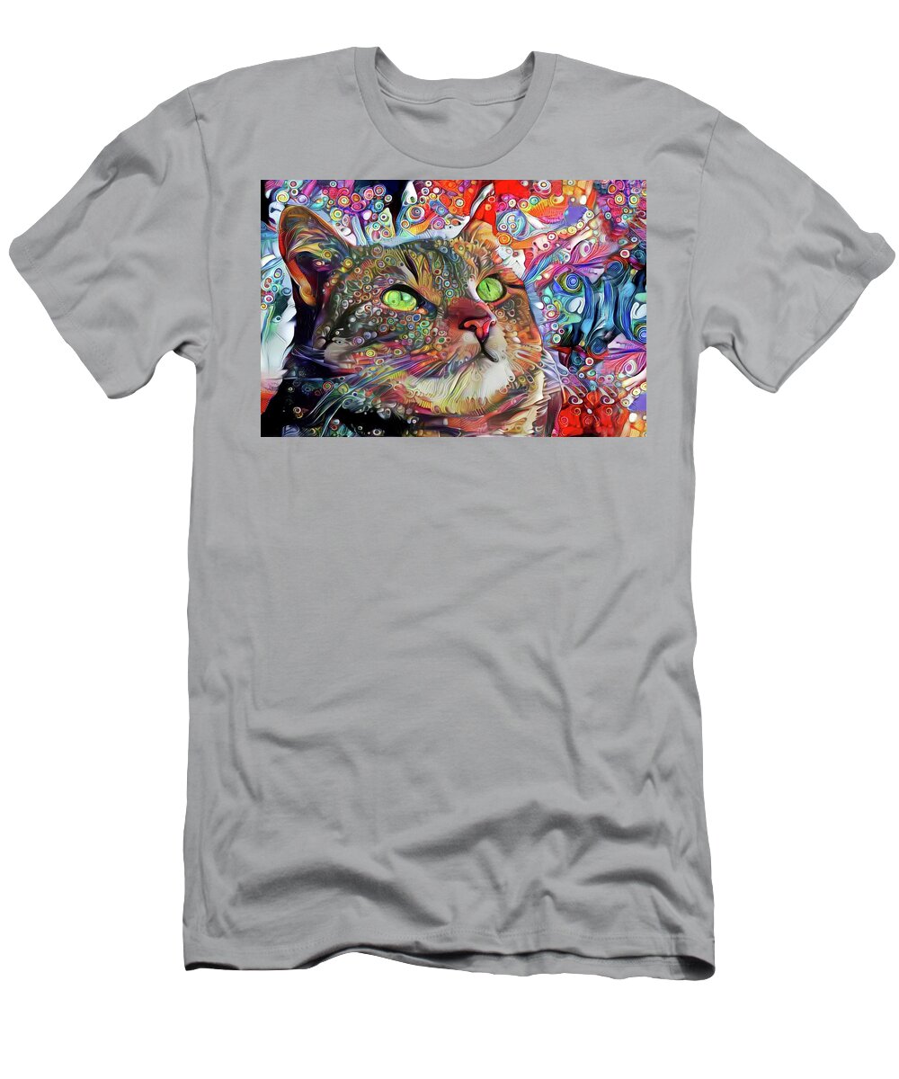 Psychedelic Cat T-Shirt featuring the digital art Tabby Cat Color Blast by Peggy Collins