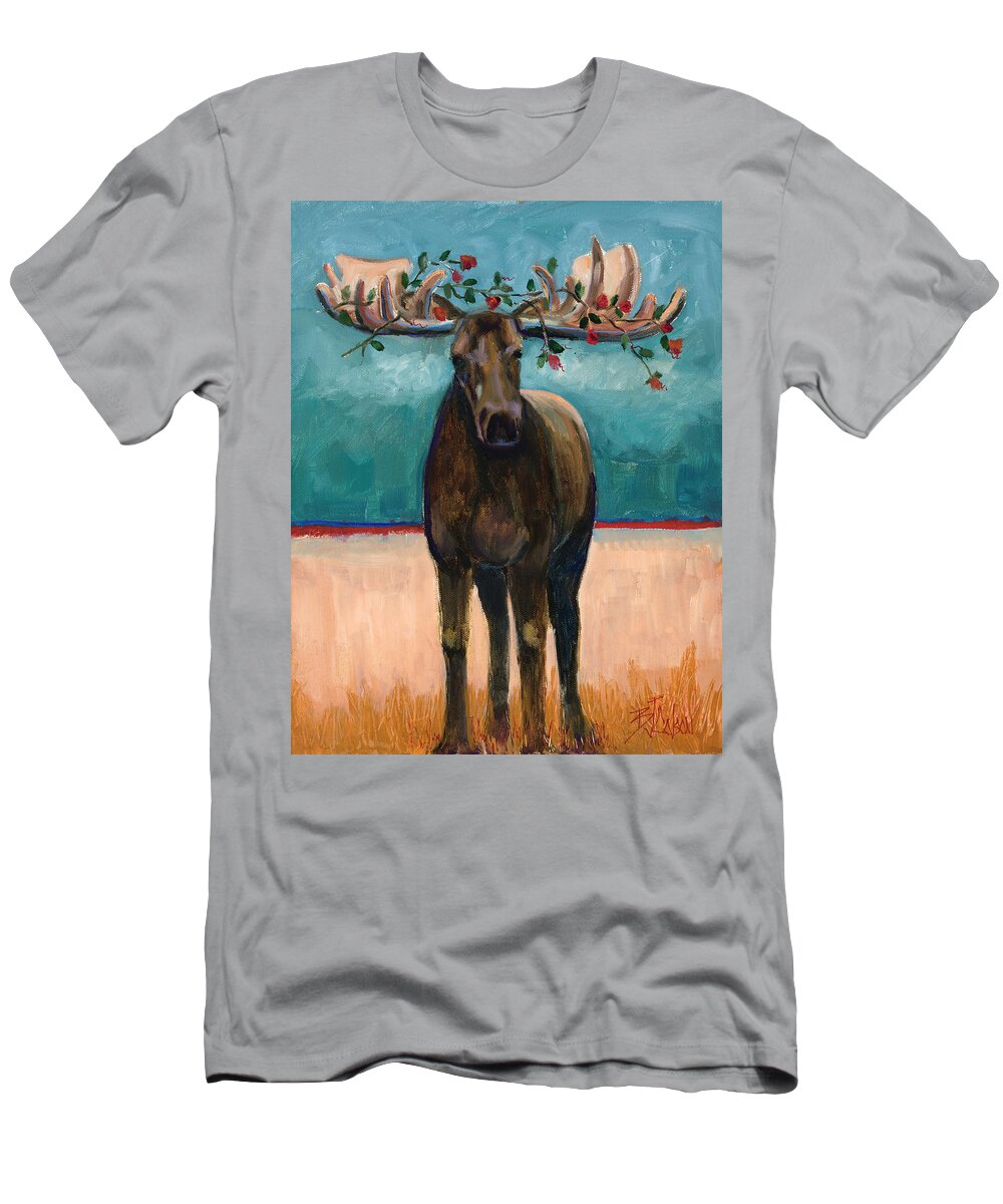 Moose T-Shirt featuring the painting Tangled up in Love by Billie Colson