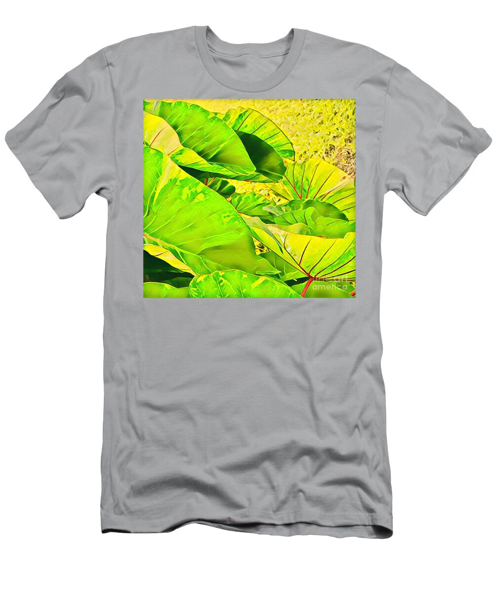 #taroleaves #taro #leaves #green #flowersofaloha T-Shirt featuring the photograph Taro Leaves in Green by Joalene Young