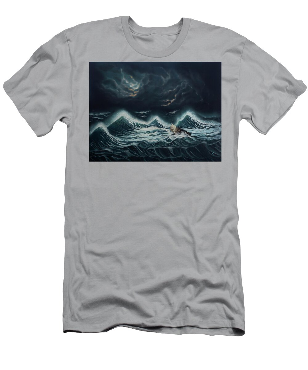 Nesli T-Shirt featuring the painting Tempest by Neslihan Ergul Colley