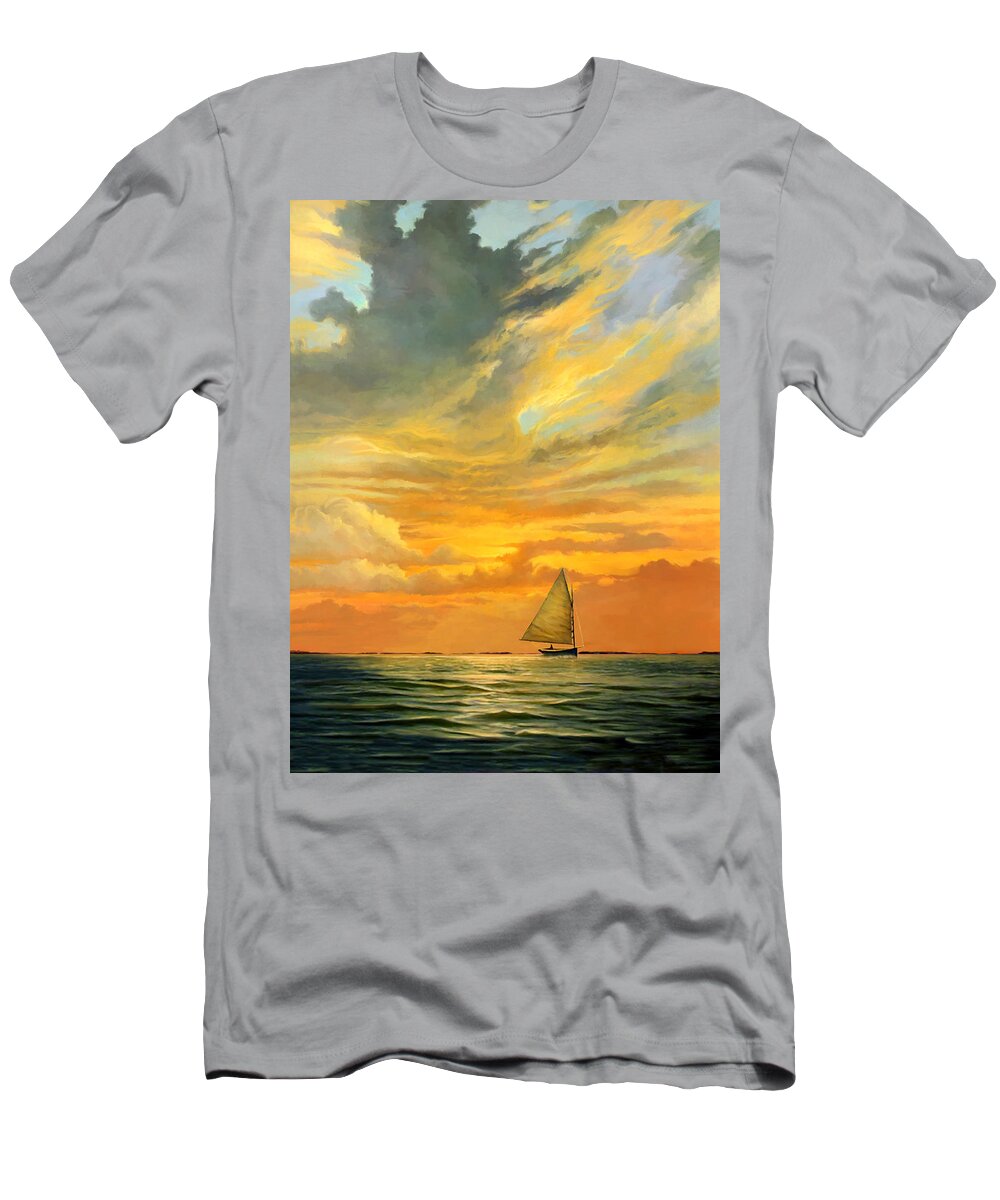 Tropical T-Shirt featuring the painting Ten Thousand Islands by David Van Hulst
