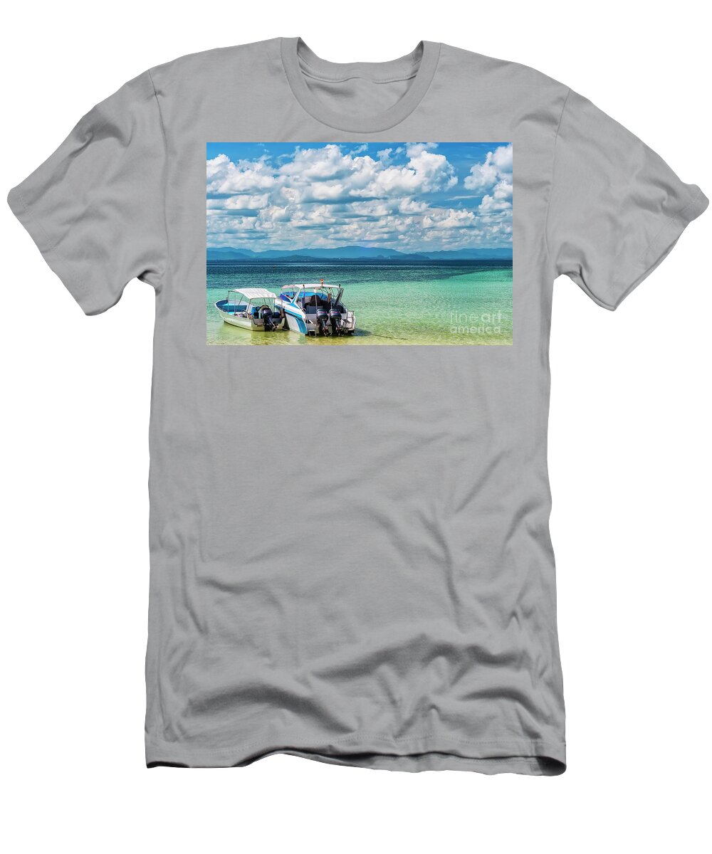 Boat T-Shirt featuring the photograph Thai Motor Boats by Antony McAulay