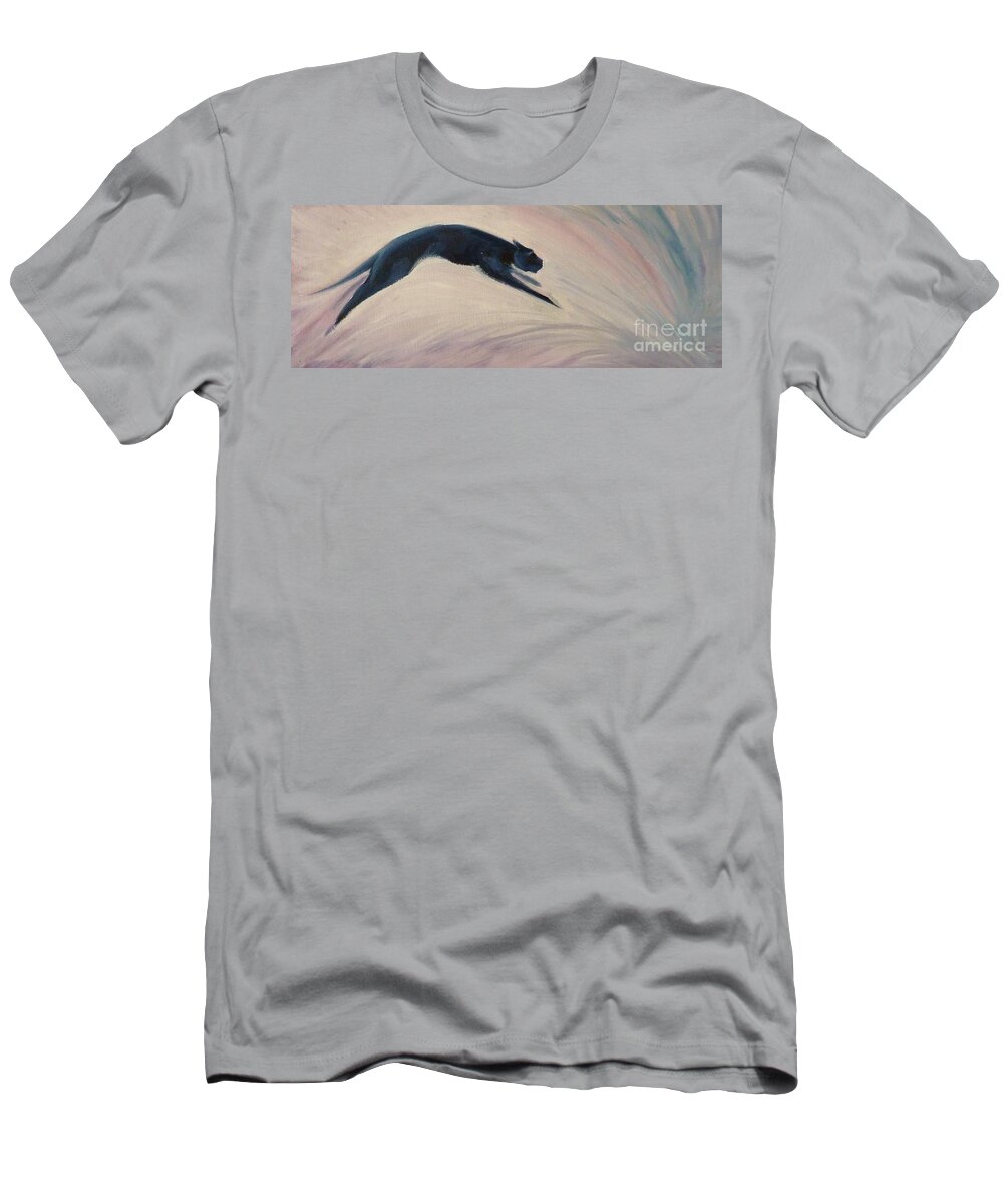 Feline T-Shirt featuring the painting The Art of Movement by K M Pawelec