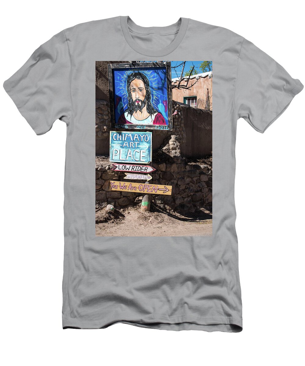 Chimayo Art T-Shirt featuring the photograph The Art Place in Chimayo by Tom Cochran