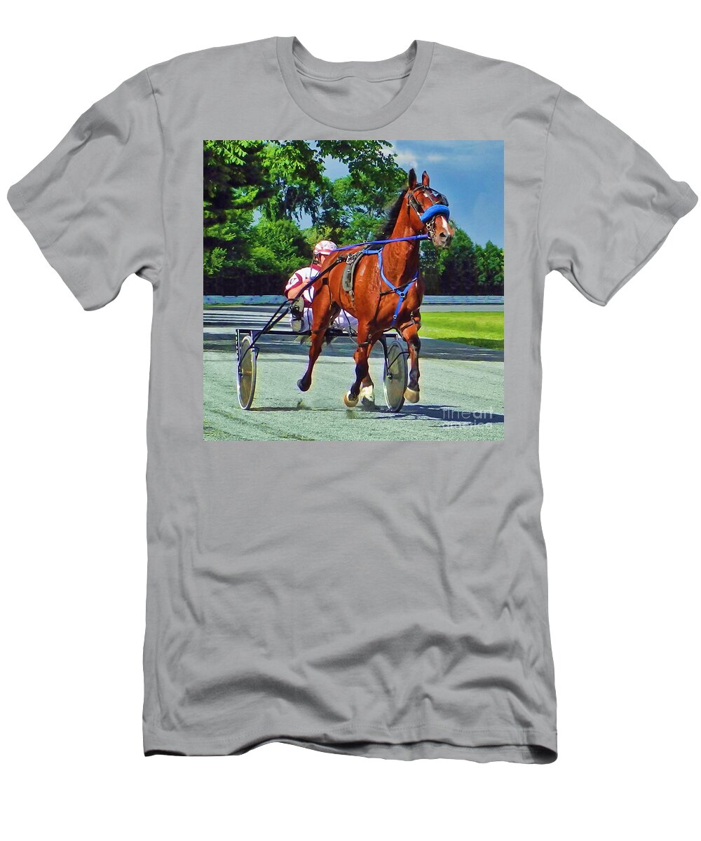 Standardbred T-Shirt featuring the photograph The Backstretch by Carol Randall