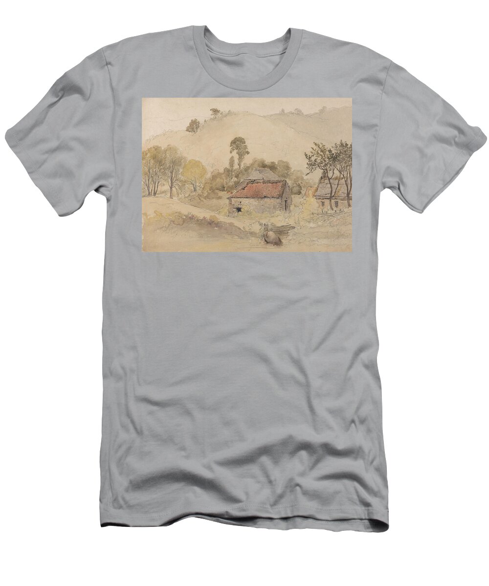 Samuel Palmer T-Shirt featuring the painting The Barns by Samuel Palmer