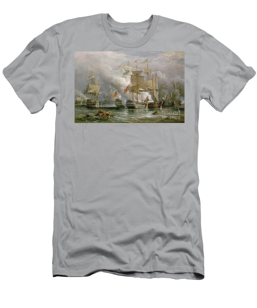 Royal Navy; Coast Of Portugal; Knighted; British Fleet T-Shirt featuring the painting The Battle of Cape St Vincent by Richard Bridges Beechey