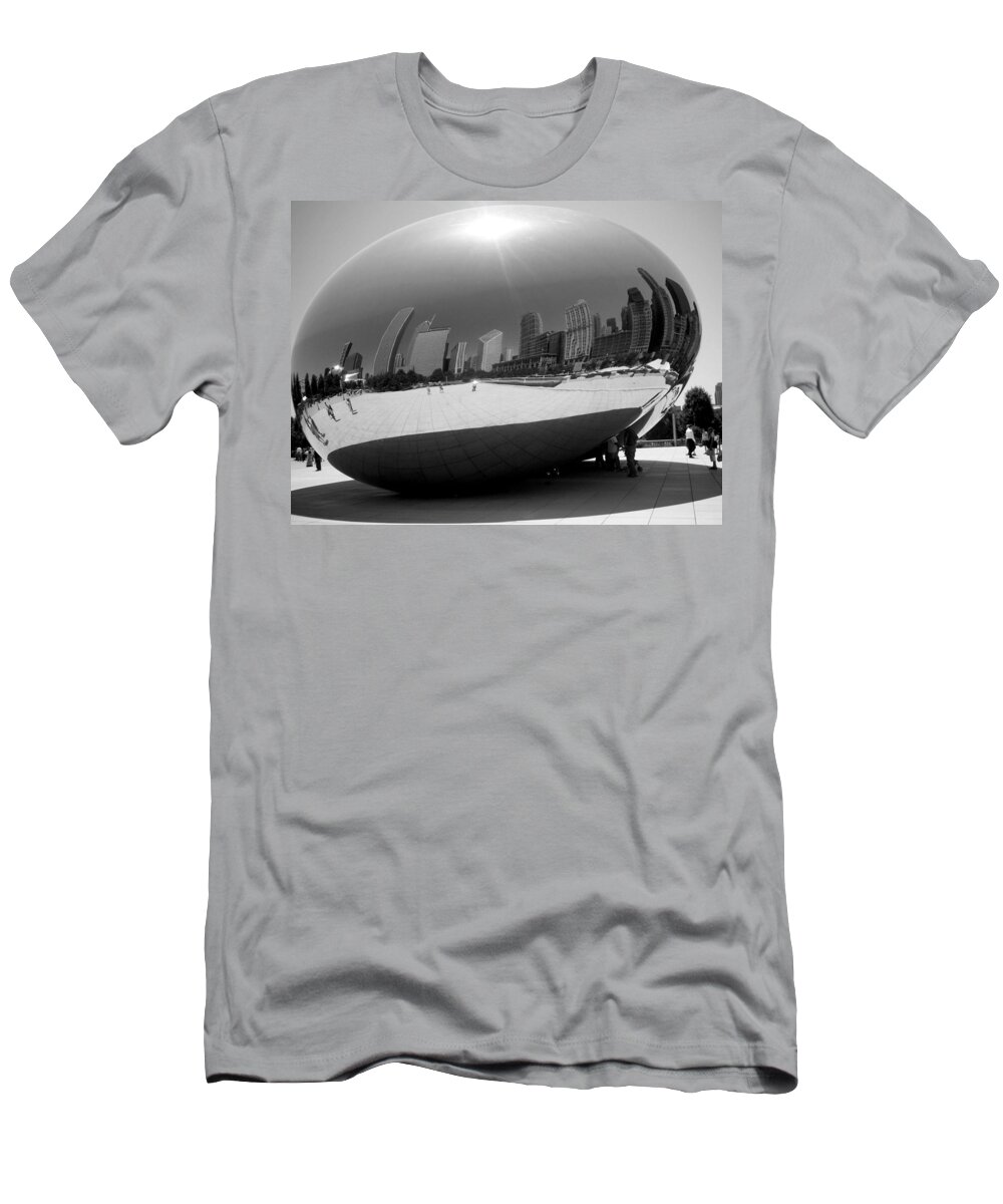 Chicago T-Shirt featuring the photograph The Bean b-w by Anita Burgermeister