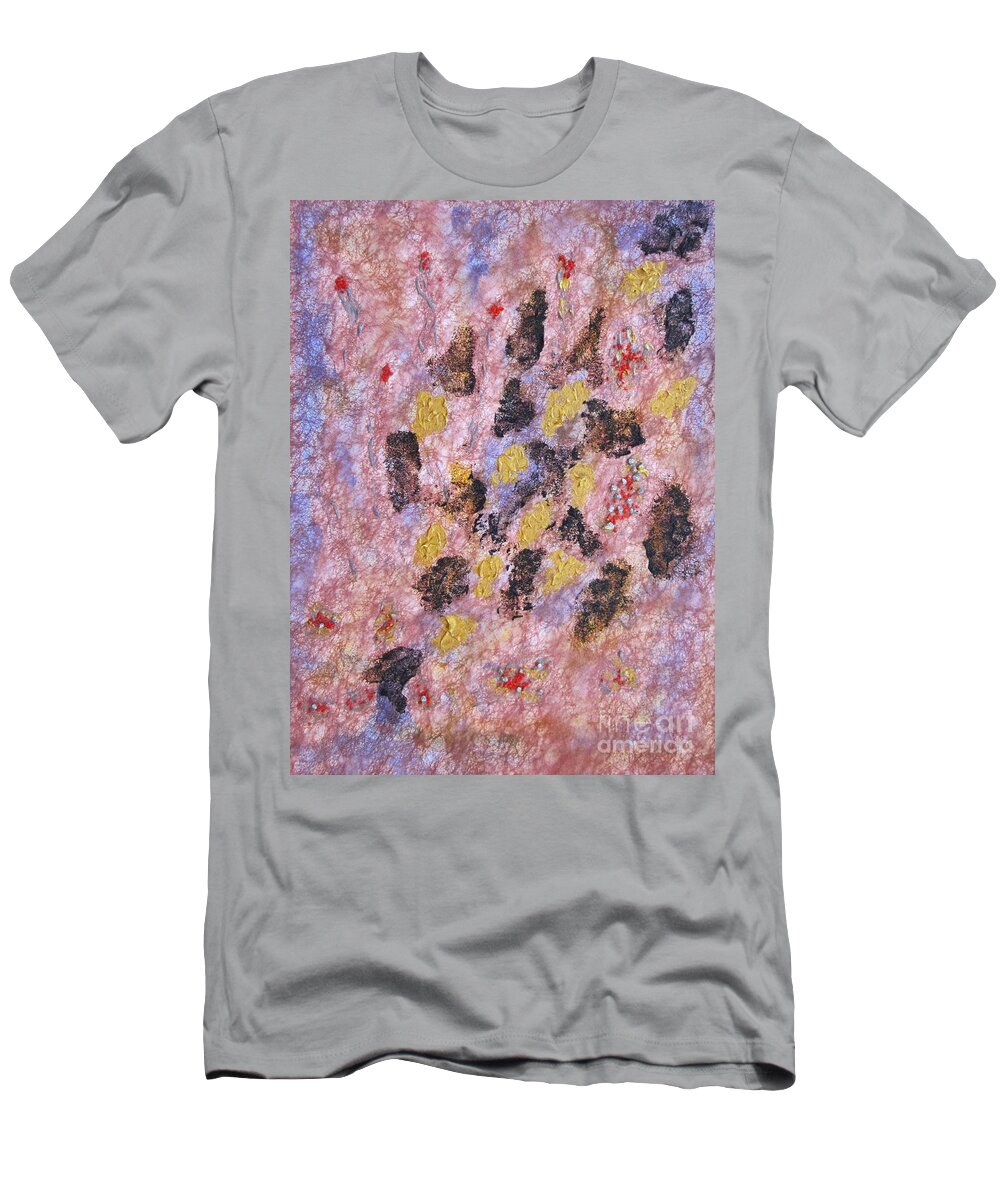 Mixed Media With Textiles T-Shirt featuring the painting The beginning of Life by Pilbri Britta Neumaerker