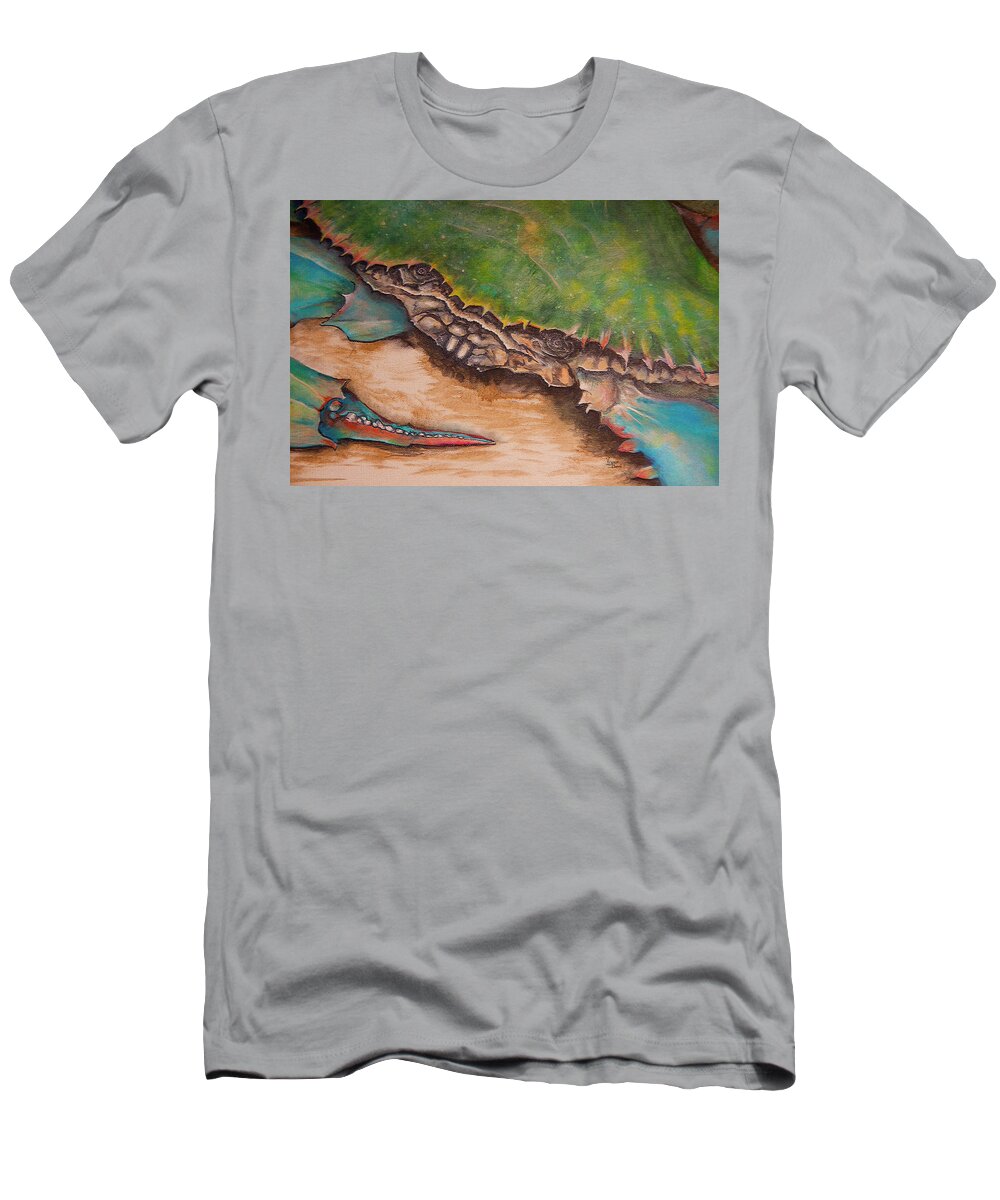 Crab T-Shirt featuring the painting The Crab by Virginia Bond