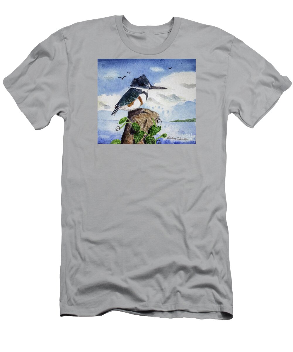 Bird T-Shirt featuring the painting The Fisher Queen by Marlene Schwartz Massey