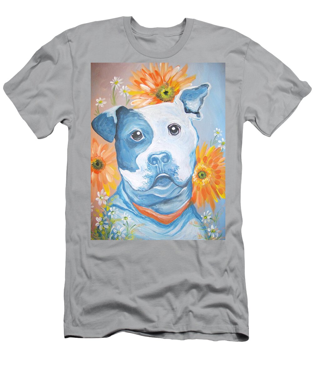 Dog T-Shirt featuring the painting The Flower Pitt by Leslie Manley