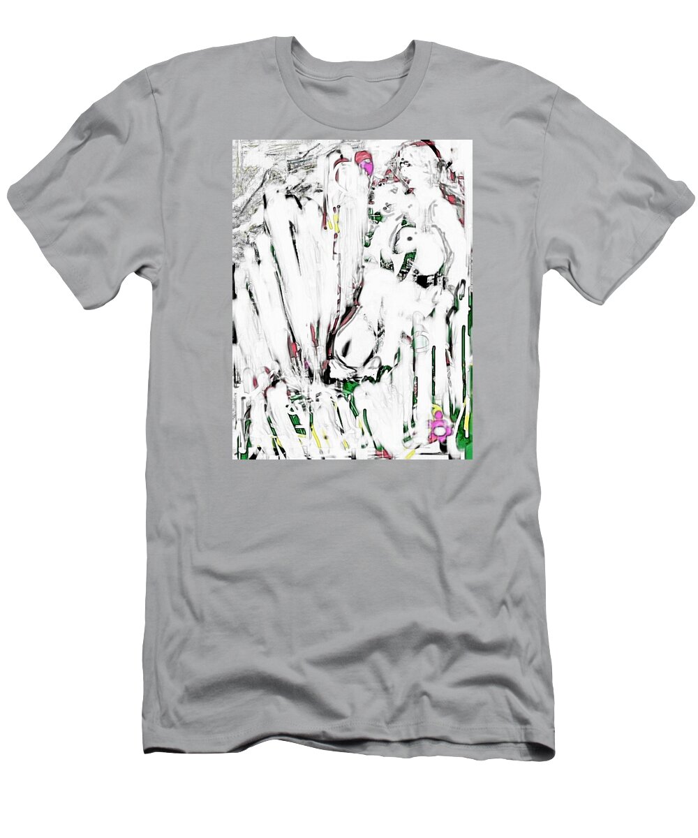 Girl T-Shirt featuring the painting The girl with lambs by Subrata Bose
