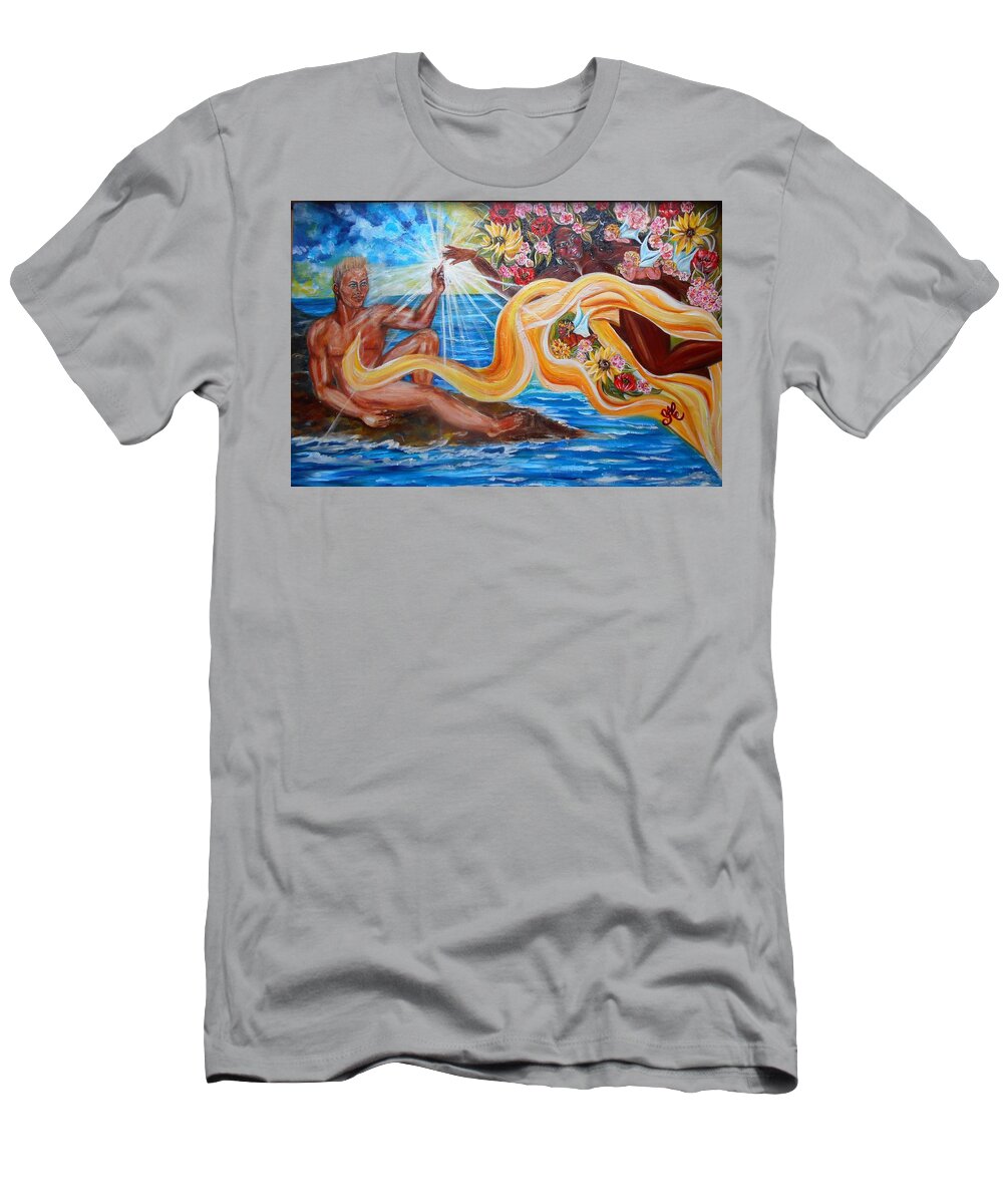 Goddess T-Shirt featuring the painting The Goddess by Yesi Casanova