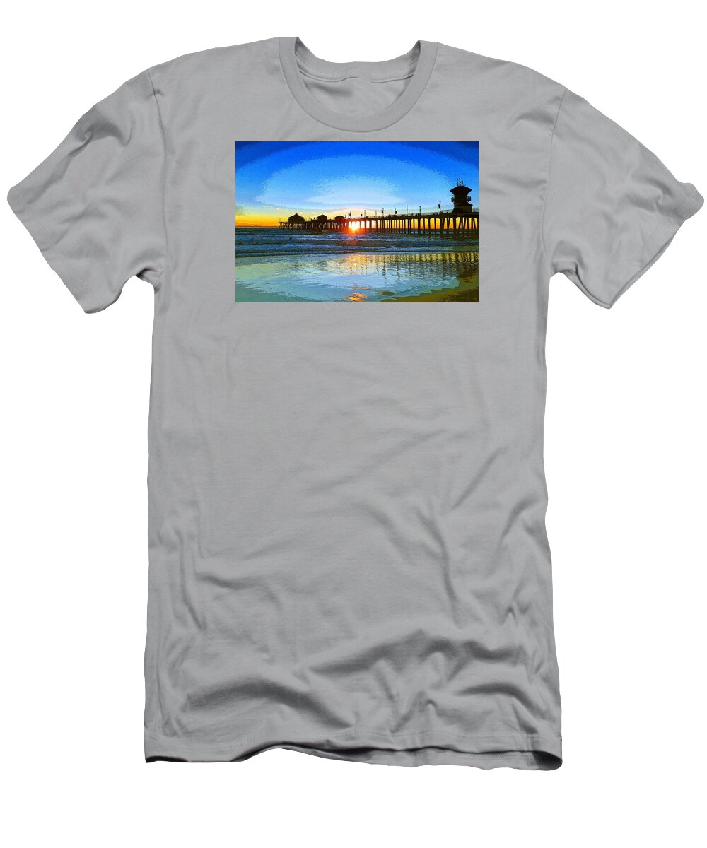 Huntington Beach T-Shirt featuring the photograph The Huntington Beach pier by Everette McMahan jr