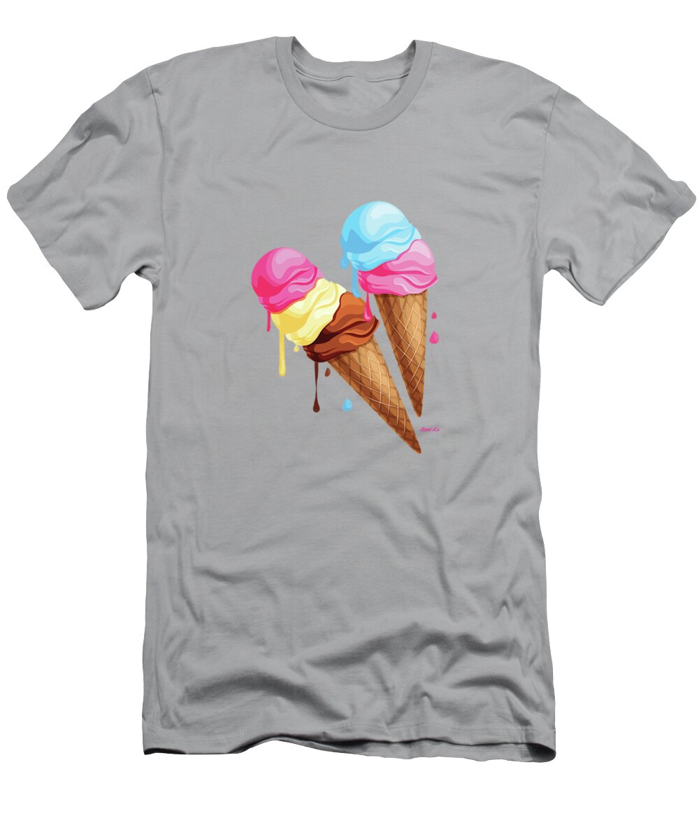 Summer T-Shirt featuring the painting The Last Taste Of Summer Is The Sweetest by Little Bunny Sunshine
