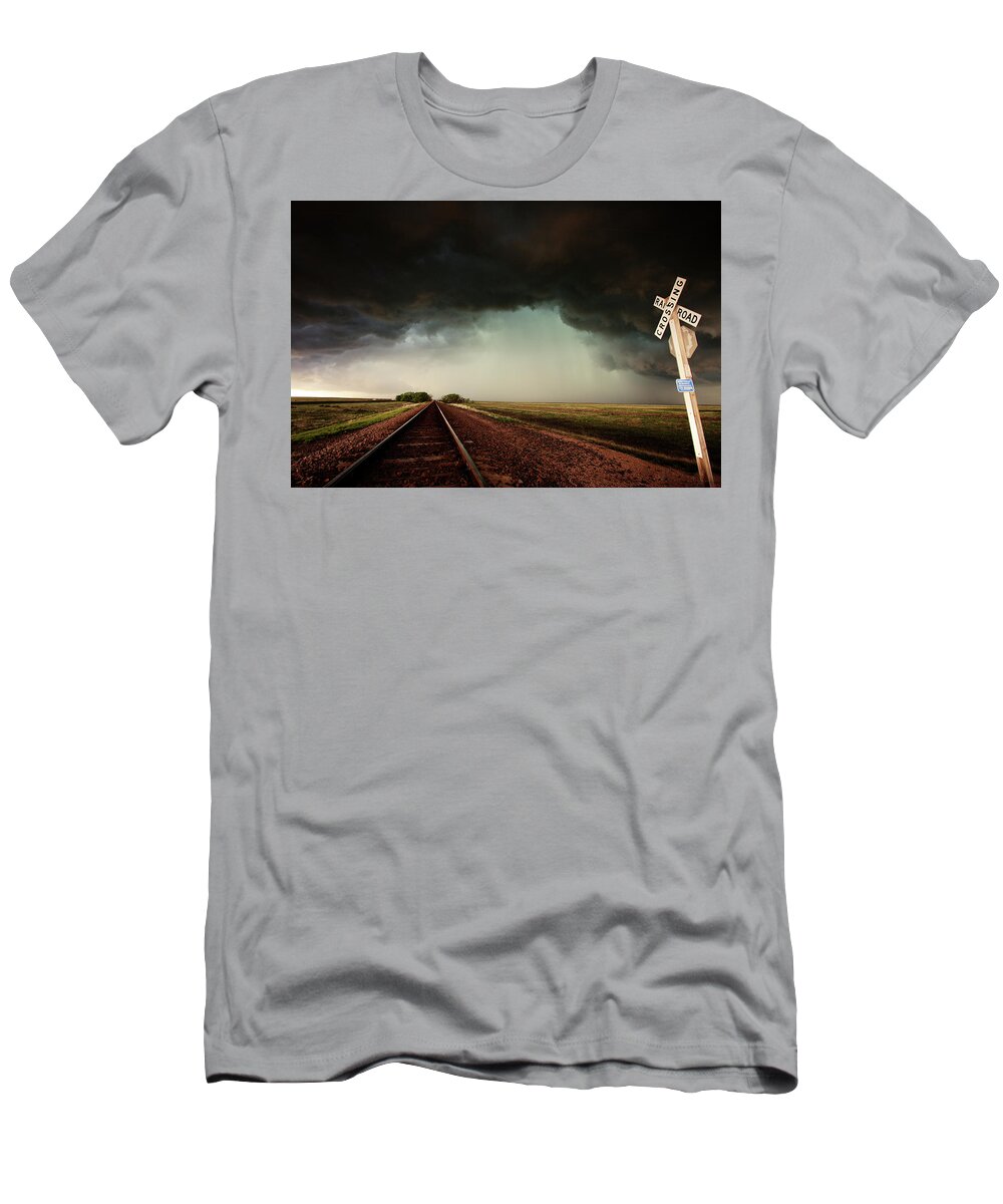 Landscape T-Shirt featuring the photograph The last Train to Darksville by Brian Gustafson