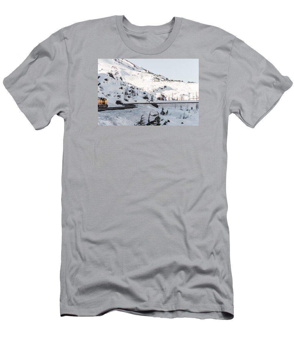 Alaska T-Shirt featuring the photograph Alaska train from Anchorage by Charles McCleanon