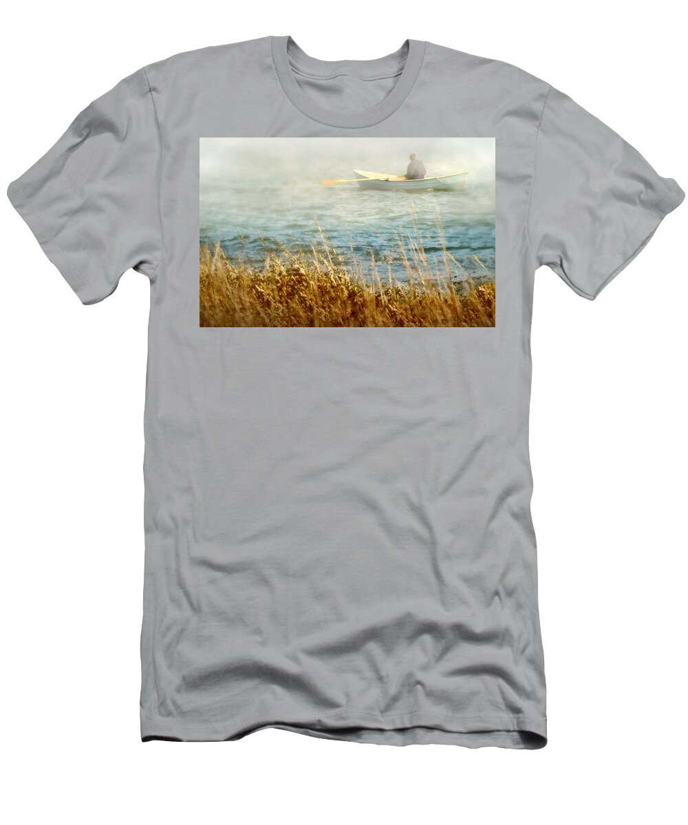 The Lone Rower T-Shirt featuring the photograph The Lone Rower by Diana Angstadt