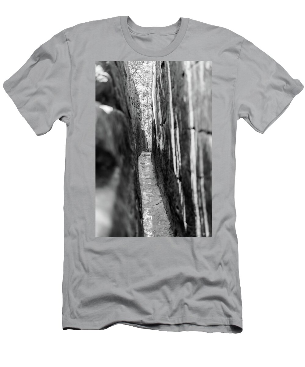 America T-Shirt featuring the photograph The Narrow Path Monochrome by Michael Scott