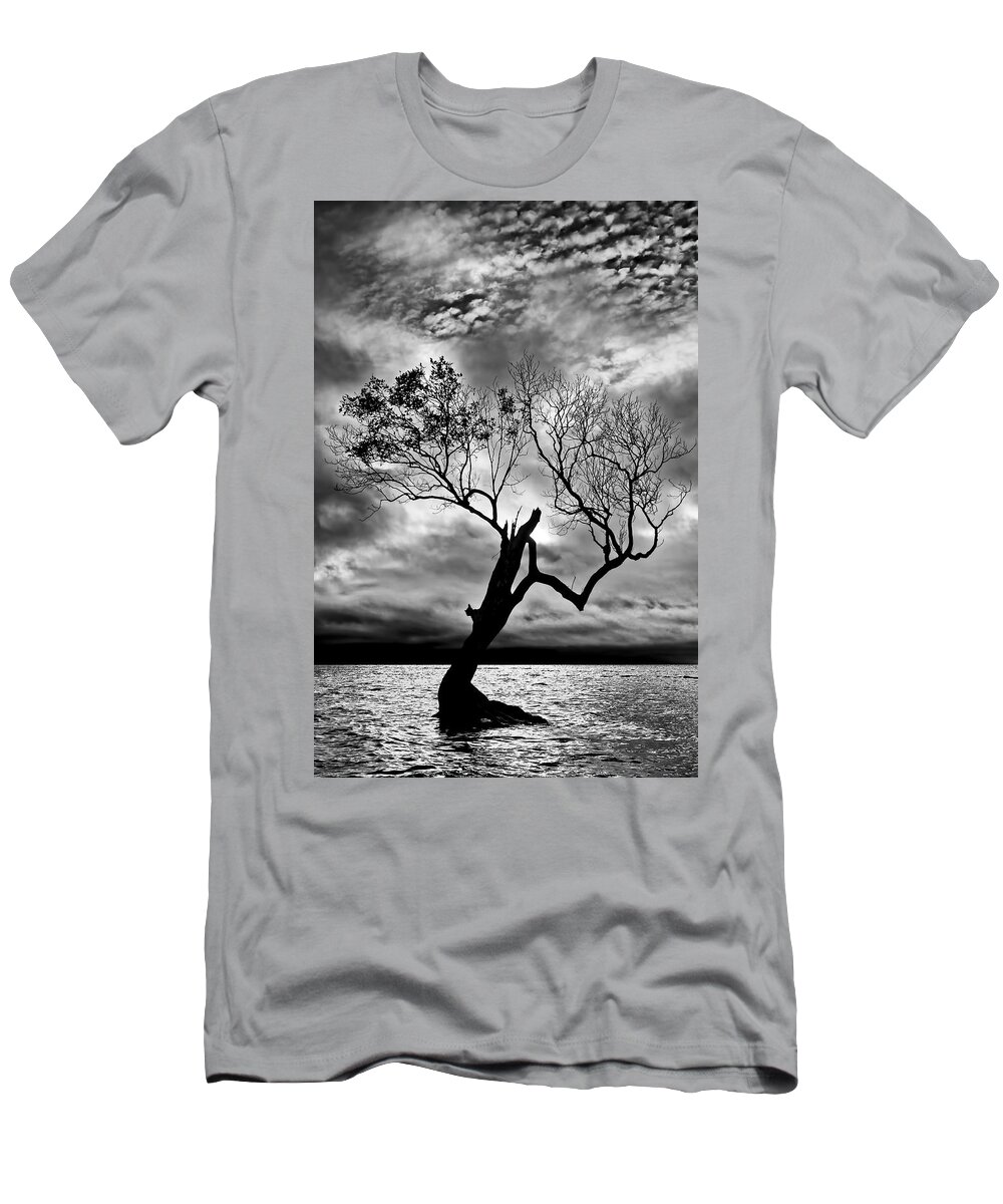 2015 T-Shirt featuring the photograph The Old Mangrove tree in the Sea by Robert Charity