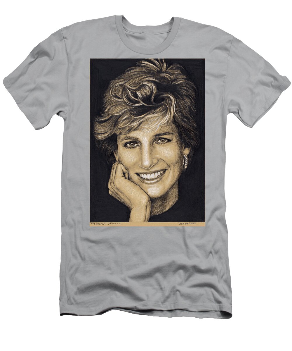 Celebrity T-Shirt featuring the drawing The People's Princess by Rob De Vries