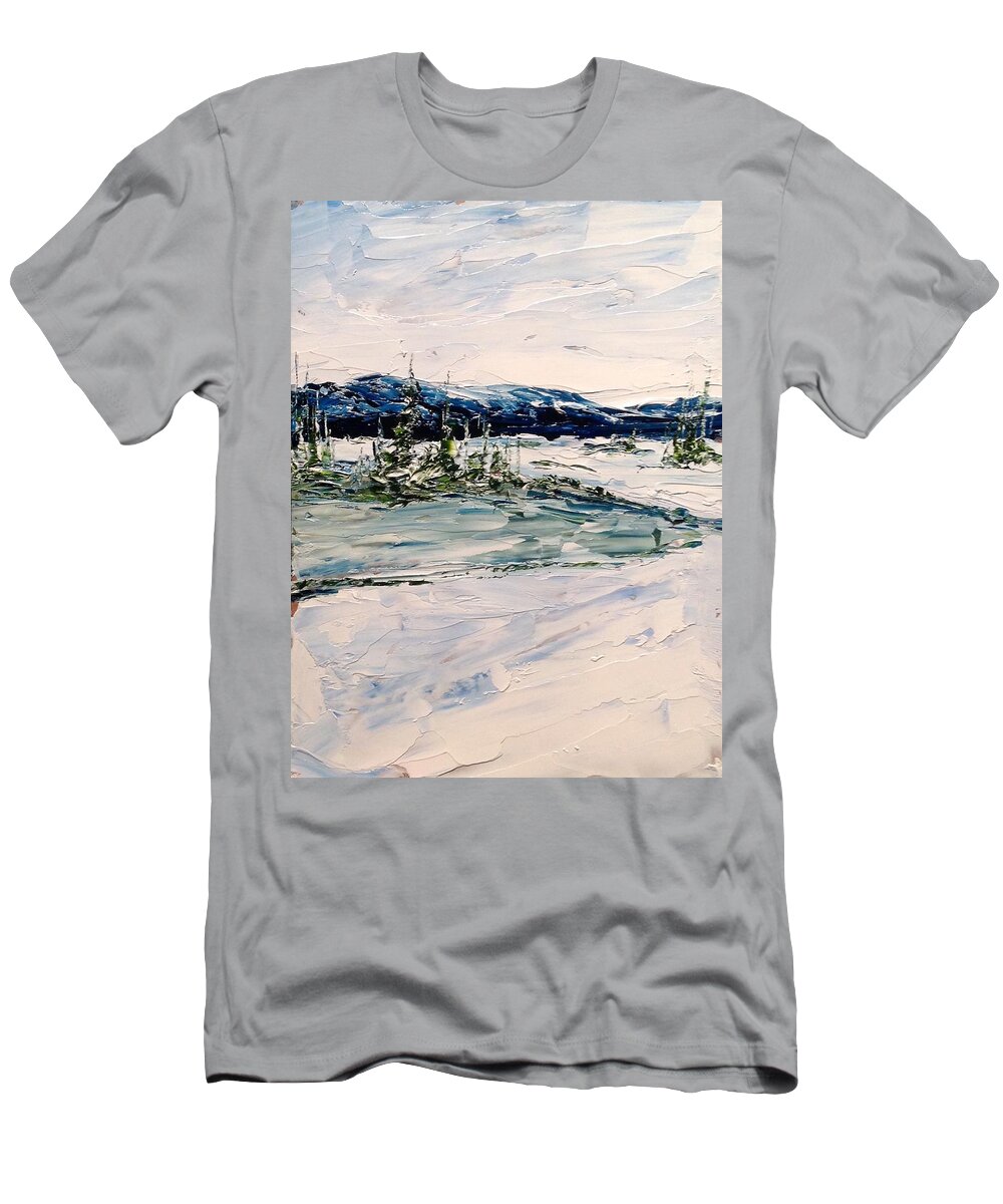 Abstract Oil Landscape Painting T-Shirt featuring the painting The Pond - Winter by Desmond Raymond